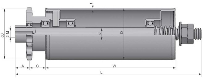 ML3816型 鋼制單鏈可調積放輥筒 內(nèi)螺紋式